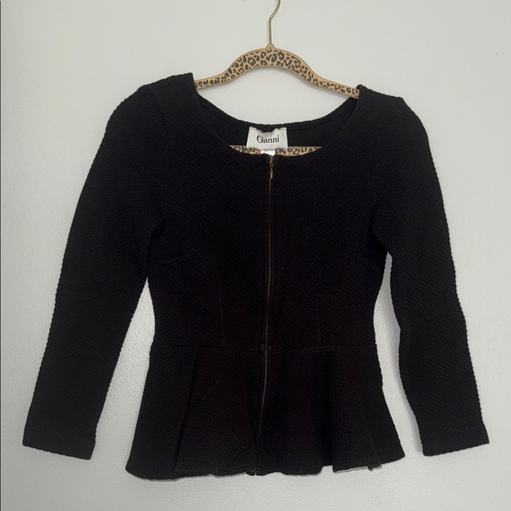 Ganni Black Peplum top Jacket